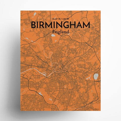 Birmingham City Map Poster – Detailed Art Print of Birmingham, England for Home Decor, Office Decor, Travel Art, and Unique Gifts