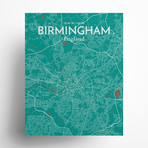 Birmingham City Map Poster – Detailed Art Print of Birmingham, England for Home Decor, Office Decor, Travel Art, and Unique Gifts