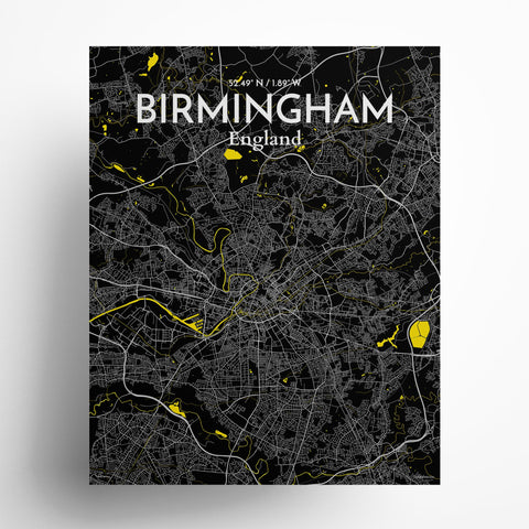 Birmingham City Map Poster – Detailed Art Print of Birmingham, England for Home Decor, Office Decor, Travel Art, and Unique Gifts