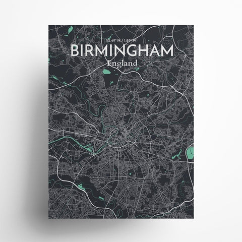 Birmingham City Map Poster – Detailed Art Print of Birmingham, England for Home Decor, Office Decor, Travel Art, and Unique Gifts