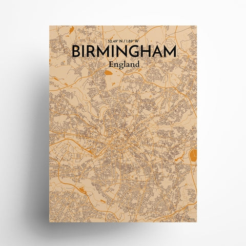 Birmingham City Map Poster – Detailed Art Print of Birmingham, England for Home Decor, Office Decor, Travel Art, and Unique Gifts