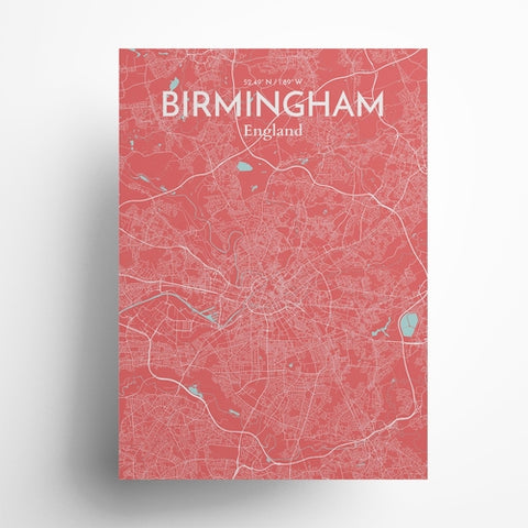 Birmingham City Map Poster – Detailed Art Print of Birmingham, England for Home Decor, Office Decor, Travel Art, and Unique Gifts