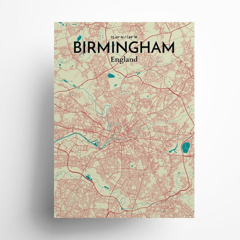 Birmingham City Map Poster – Detailed Art Print of Birmingham, England for Home Decor, Office Decor, Travel Art, and Unique Gifts