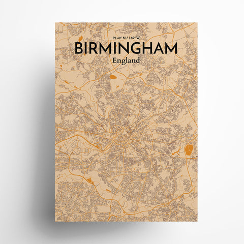 Birmingham City Map Poster – Detailed Art Print of Birmingham, England for Home Decor, Office Decor, Travel Art, and Unique Gifts