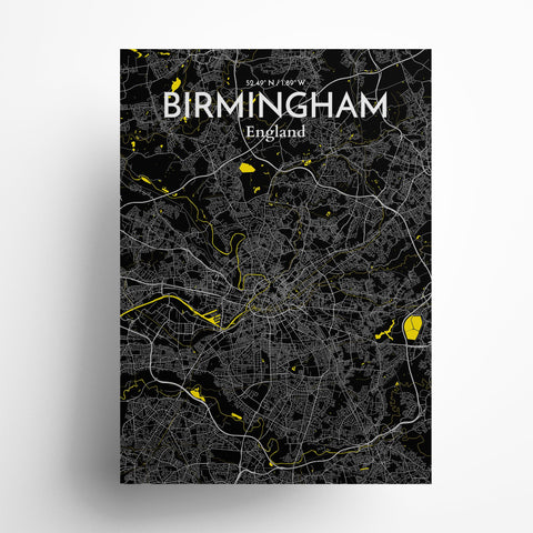 Birmingham City Map Poster – Detailed Art Print of Birmingham, England for Home Decor, Office Decor, Travel Art, and Unique Gifts