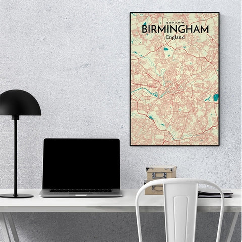 Birmingham City Map Poster – Detailed Art Print of Birmingham, England for Home Decor, Office Decor, Travel Art, and Unique Gifts