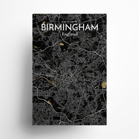 Birmingham City Map Poster – Detailed Art Print of Birmingham, England for Home Decor, Office Decor, Travel Art, and Unique Gifts