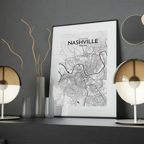 Nashville TN City Map Poster – Detailed Art Print of Nashville, Tennessee for Home Decor, Office Decor, Travel Art, and Unique Gifts