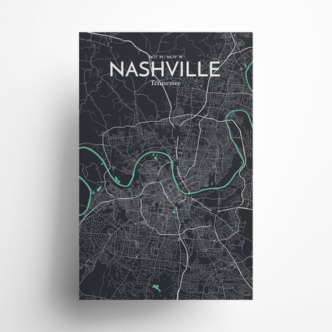 Nashville TN City Map Poster – Detailed Art Print of Nashville, Tennessee for Home Decor, Office Decor, Travel Art, and Unique Gifts