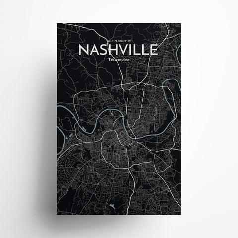 Nashville TN City Map Poster – Detailed Art Print of Nashville, Tennessee for Home Decor, Office Decor, Travel Art, and Unique Gifts