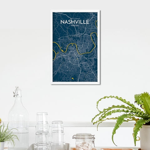 Nashville TN City Map Poster – Detailed Art Print of Nashville, Tennessee for Home Decor, Office Decor, Travel Art, and Unique Gifts