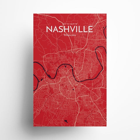 Nashville TN City Map Poster – Detailed Art Print of Nashville, Tennessee for Home Decor, Office Decor, Travel Art, and Unique Gifts