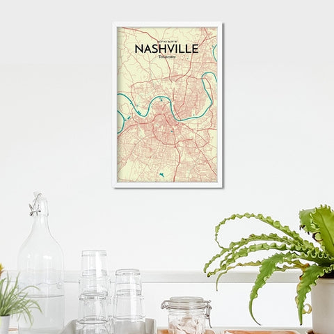 Nashville TN City Map Poster – Detailed Art Print of Nashville, Tennessee for Home Decor, Office Decor, Travel Art, and Unique Gifts