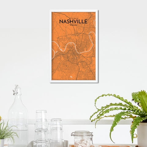 Nashville TN City Map Poster – Detailed Art Print of Nashville, Tennessee for Home Decor, Office Decor, Travel Art, and Unique Gifts