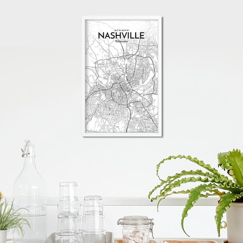 Nashville TN City Map Poster – Detailed Art Print of Nashville, Tennessee for Home Decor, Office Decor, Travel Art, and Unique Gifts