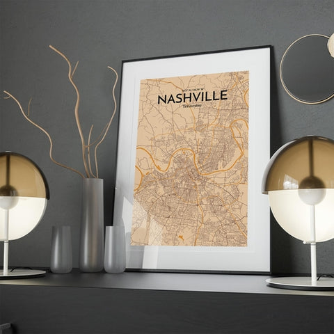 Nashville TN City Map Poster – Detailed Art Print of Nashville, Tennessee for Home Decor, Office Decor, Travel Art, and Unique Gifts