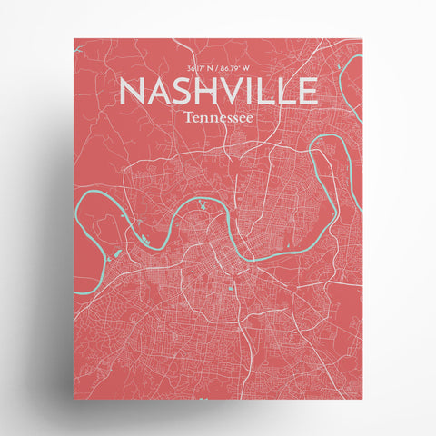 Nashville TN City Map Poster – Detailed Art Print of Nashville, Tennessee for Home Decor, Office Decor, Travel Art, and Unique Gifts