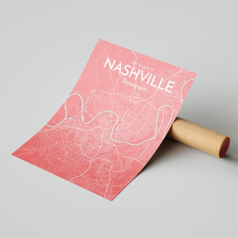 Nashville TN City Map Poster – Detailed Art Print of Nashville, Tennessee for Home Decor, Office Decor, Travel Art, and Unique Gifts