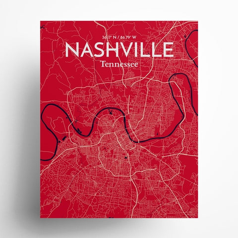 Nashville TN City Map Poster – Detailed Art Print of Nashville, Tennessee for Home Decor, Office Decor, Travel Art, and Unique Gifts