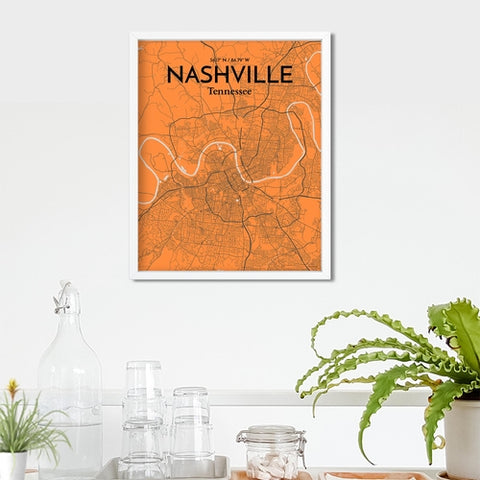 Nashville TN City Map Poster – Detailed Art Print of Nashville, Tennessee for Home Decor, Office Decor, Travel Art, and Unique Gifts