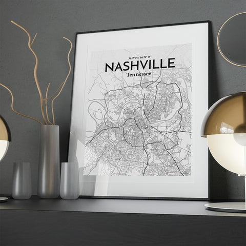 Nashville TN City Map Poster – Detailed Art Print of Nashville, Tennessee for Home Decor, Office Decor, Travel Art, and Unique Gifts