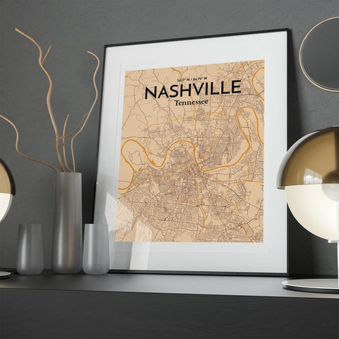 Nashville TN City Map Poster – Detailed Art Print of Nashville, Tennessee for Home Decor, Office Decor, Travel Art, and Unique Gifts