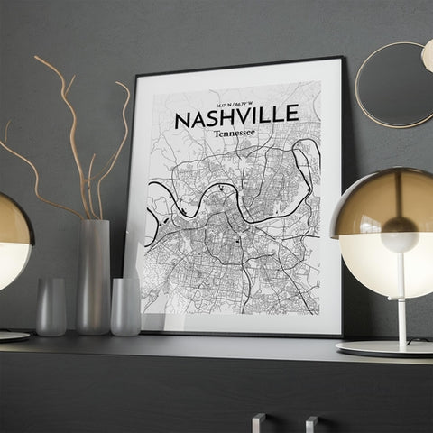 Nashville TN City Map Poster – Detailed Art Print of Nashville, Tennessee for Home Decor, Office Decor, Travel Art, and Unique Gifts