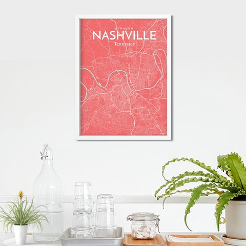 Nashville TN City Map Poster – Detailed Art Print of Nashville, Tennessee for Home Decor, Office Decor, Travel Art, and Unique Gifts