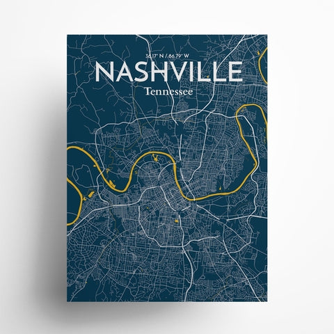 Nashville TN City Map Poster – Detailed Art Print of Nashville, Tennessee for Home Decor, Office Decor, Travel Art, and Unique Gifts