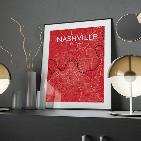 Nashville TN City Map Poster – Detailed Art Print of Nashville, Tennessee for Home Decor, Office Decor, Travel Art, and Unique Gifts