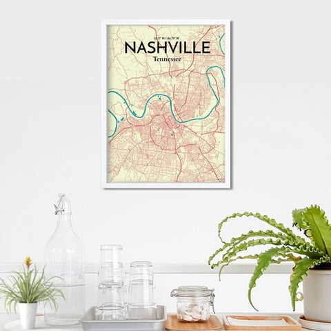 Nashville TN City Map Poster – Detailed Art Print of Nashville, Tennessee for Home Decor, Office Decor, Travel Art, and Unique Gifts