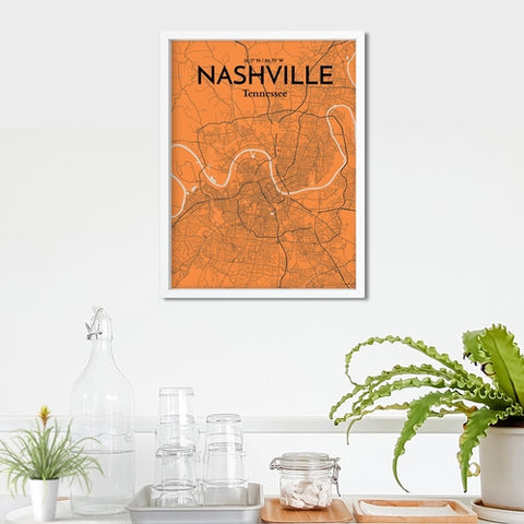 Nashville TN City Map Poster – Detailed Art Print of Nashville, Tennessee for Home Decor, Office Decor, Travel Art, and Unique Gifts