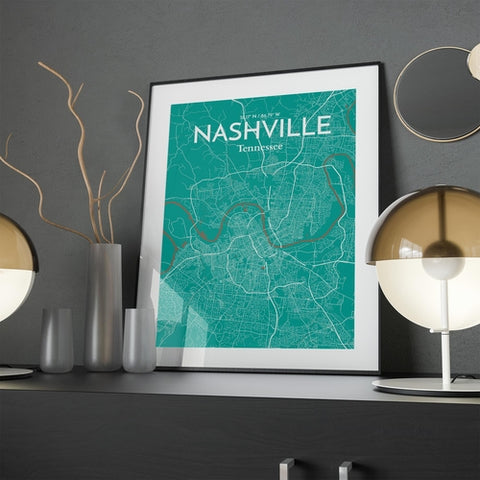 Nashville TN City Map Poster – Detailed Art Print of Nashville, Tennessee for Home Decor, Office Decor, Travel Art, and Unique Gifts