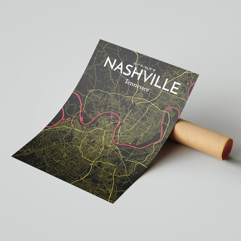 Nashville TN City Map Poster – Detailed Art Print of Nashville, Tennessee for Home Decor, Office Decor, Travel Art, and Unique Gifts