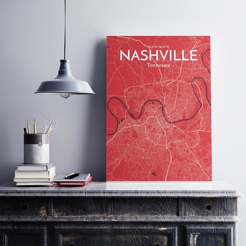 Nashville TN City Map Poster – Detailed Art Print of Nashville, Tennessee for Home Decor, Office Decor, Travel Art, and Unique Gifts