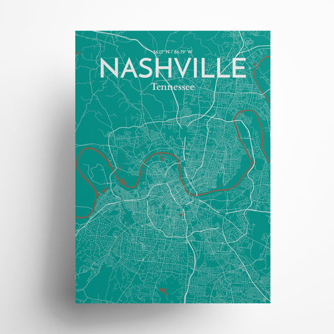 Nashville TN City Map Poster – Detailed Art Print of Nashville, Tennessee for Home Decor, Office Decor, Travel Art, and Unique Gifts