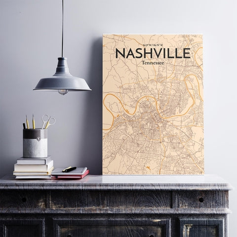 Nashville TN City Map Poster – Detailed Art Print of Nashville, Tennessee for Home Decor, Office Decor, Travel Art, and Unique Gifts