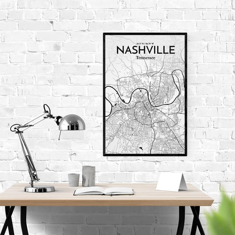 Nashville TN City Map Poster – Detailed Art Print of Nashville, Tennessee for Home Decor, Office Decor, Travel Art, and Unique Gifts