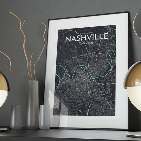 Nashville TN City Map Poster – Detailed Art Print of Nashville, Tennessee for Home Decor, Office Decor, Travel Art, and Unique Gifts