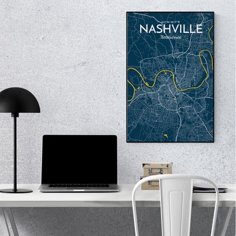 Nashville TN City Map Poster – Detailed Art Print of Nashville, Tennessee for Home Decor, Office Decor, Travel Art, and Unique Gifts