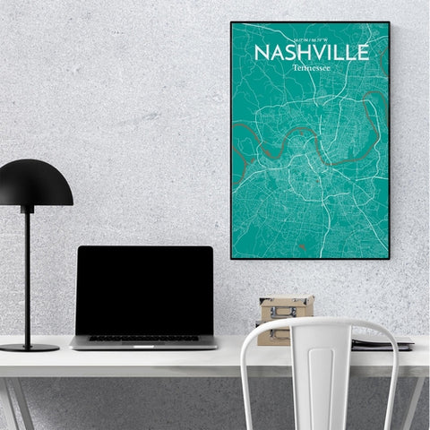 Nashville TN City Map Poster – Detailed Art Print of Nashville, Tennessee for Home Decor, Office Decor, Travel Art, and Unique Gifts