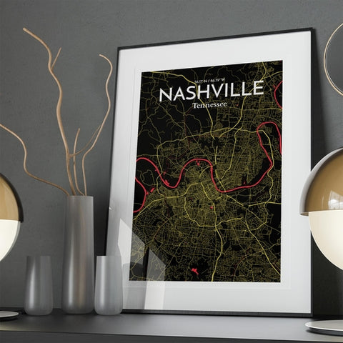 Nashville TN City Map Poster – Detailed Art Print of Nashville, Tennessee for Home Decor, Office Decor, Travel Art, and Unique Gifts