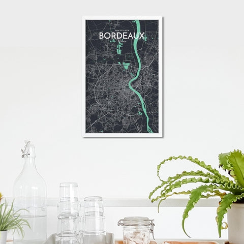 Bordeaux France Map Poster – Detailed Art Print of Bordeaux City Map Art for Home Decor, Office Decor, and Unique Gifts