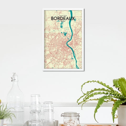 Bordeaux France Map Poster – Detailed Art Print of Bordeaux City Map Art for Home Decor, Office Decor, and Unique Gifts