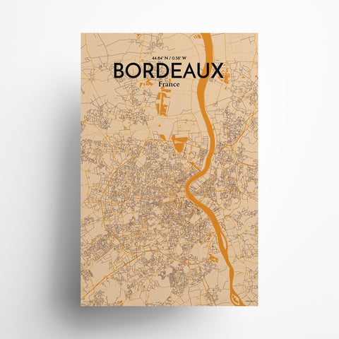 Bordeaux France Map Poster – Detailed Art Print of Bordeaux City Map Art for Home Decor, Office Decor, and Unique Gifts