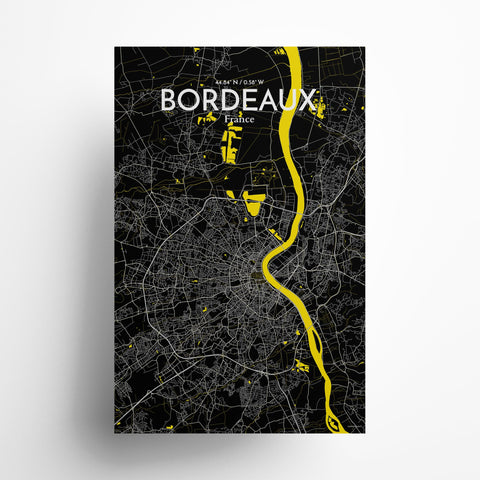 Bordeaux France Map Poster – Detailed Art Print of Bordeaux City Map Art for Home Decor, Office Decor, and Unique Gifts