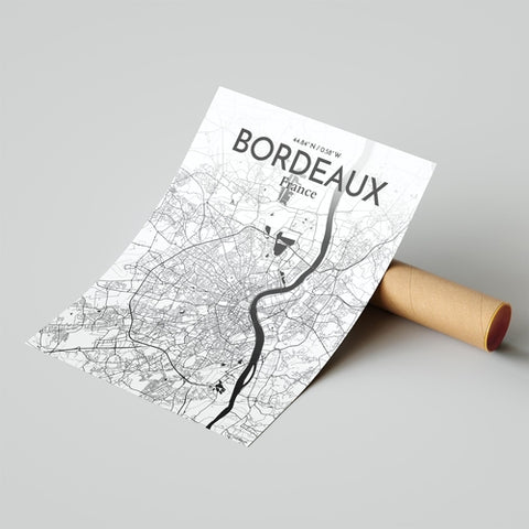 Bordeaux France Map Poster – Detailed Art Print of Bordeaux City Map Art for Home Decor, Office Decor, and Unique Gifts