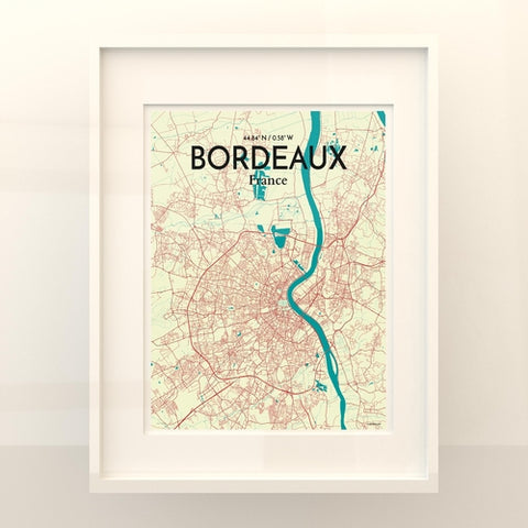 Bordeaux France Map Poster – Detailed Art Print of Bordeaux City Map Art for Home Decor, Office Decor, and Unique Gifts