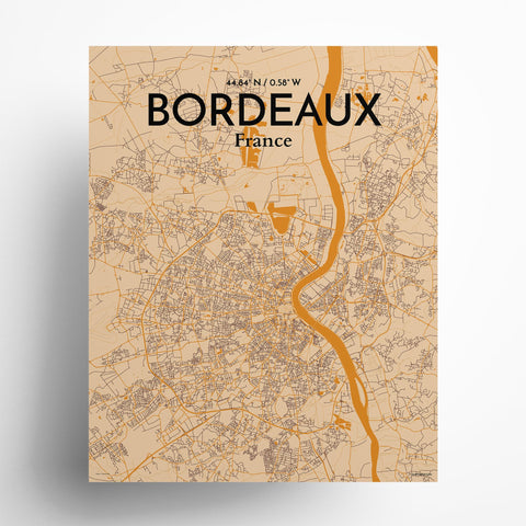 Bordeaux France Map Poster – Detailed Art Print of Bordeaux City Map Art for Home Decor, Office Decor, and Unique Gifts