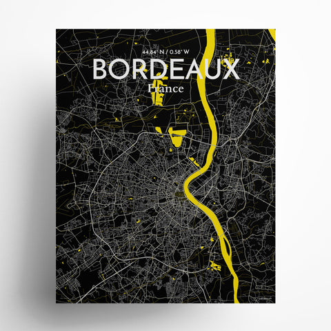 Bordeaux France Map Poster – Detailed Art Print of Bordeaux City Map Art for Home Decor, Office Decor, and Unique Gifts